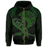 Hawaii Warrior Kanaka Polynesian Hoodie Zip Rob Style - Polynesian Pride