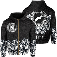 Niihau Map Hibiscus Polynesian Hoodie Zip Lithe Style Unisex Orange - Polynesian Pride