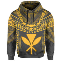 Hawaiian Kanaka Map Football Jersey Hoodie Grey and Yellow Roger Style - Polynesian Pride