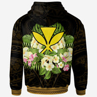 Hawaii Kanaka Maoli Zip Hoodie Polynesian Gold Patterns Collection - Polynesian Pride