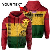 Hawaii Kanaka Flag Polynesian Personalized Hoodie Zip Unisex Red - Polynesian Pride