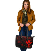 Hawaii Kanaka Maoli Leather Tote - Red Color Cross Style - Polynesian Pride