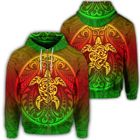 Kanaka Maoli Turtle Polynesian Zip Hoodie Unisex Art - Polynesian Pride
