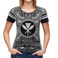 Kanaka Maoli All T Shirt Kanaka Maoli Coat Of Arms Polynesian White Black - Polynesian Pride