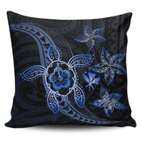 Kanaka Map Hibiscus Plumeria Turtle Art Blue Polynesian Pillow Covers One Size Zippered Pillow Case 18"x18"(Twin Sides) Blue - Polynesian Pride
