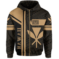Kanaka Polynesian Zipper Hoodie Gold Morale Style - Polynesian Pride