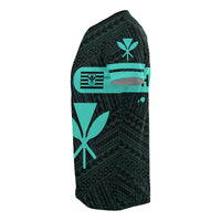 Kanaka Polynesian T Shirt Turquoise Morale Style - Polynesian Pride