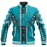 Hawaii Baseball Jacket - King Kekaulike High Baseball Jacket - AH Unisex Turquoise - Polynesian Pride