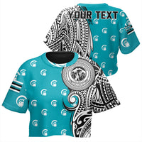 (Personalised) Hawaii - King Kekaulike High Tribal Kakau All - over Print Crop Top T-shirt AH Female Turquoise - Polynesian Pride