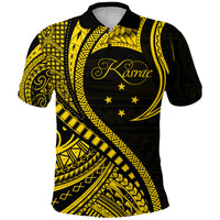 Custom Kosrae Polo Shirt Federated States of Micronesia Gold Wave Style LT9 Adult Gold - Polynesian Pride