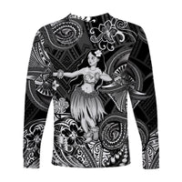 Hawaii Hula Girl Polynesian Long Sleeve Shirt Unique Style - Black LT8 - Polynesian Pride