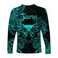 Taurus Zodiac Polynesian Long Sleeve Shirt Unique Style - Turquoise LT8 - Polynesian Pride