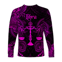 Libra Zodiac Polynesian Long Sleeve Shirt Unique Style - Pink LT8 - Polynesian Pride