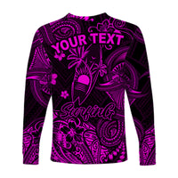 (Custom Personalised) Hawaii Surfing Polynesian Long Sleeve Shirt Unique Style - Pink LT8 - Polynesian Pride