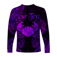 (Custom Personalised) Cancer Zodiac Polynesian Long Sleeve Shirt Unique Style - Purple LT8 - Polynesian Pride