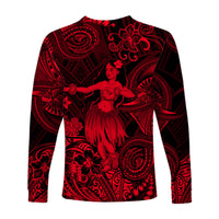 Hawaii Hula Girl Polynesian Long Sleeve Shirt Unique Style - Red LT8 - Polynesian Pride