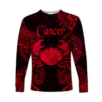 Cancer Zodiac Polynesian Long Sleeve Shirt Unique Style - Red LT8 Unisex Red - Polynesian Pride