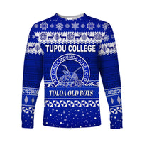 (Custom Personalised) Tupou College Toloa Old Boys Christmas Long Sleeve Shirt Simple Style LT8 Unisex Blue - Polynesian Pride
