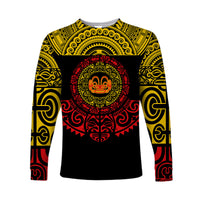 (Custom Personalised) Marquesas Islands Long Sleeve Shirt Marquesan Tattoo Simplified Version - Yellow LT8 - Polynesian Pride