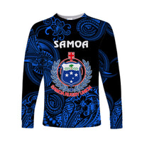 Samoa Manu Long Sleeve Shirt Rugby Unique Style - Black LT8 Unisex Blue - Polynesian Pride