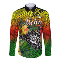 (Custom Personalised) The Shaka Hawaii Long Sleeve Button Shirt Tropical Flowers Reggae Version LT13 - Polynesian Pride
