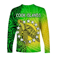 Cook Islands Long Sleeve Shirt Cook Islands Coat Of Arms Turtle Polynesian LT14 - Polynesian Pride