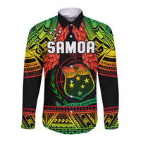 (Custom Text And Number) Samoa Rugby Long Sleeve Button Shirt Teuila Torch Ginger Gradient Style LT14 - Polynesian Pride