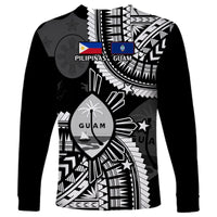 Guam and Philippines Long Sleeve Shirt Guaman Filipinas Together Black LT14 - Polynesian Pride