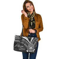 American Samoa Leather Tote - Cross Style - Polynesian Pride