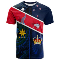 Aotearoa Mix Australia T Shirt Maori Mix Aboriginal Line Arty Style LT9 Adult Blue - Polynesian Pride