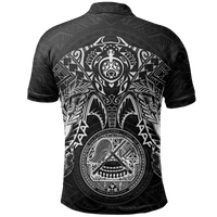 American Samoa Polynesian Polo Shirt White Turtle Manta Ray - Polynesian Pride