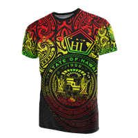 Hawaii Pride T Shirt Hawaii Seal Polynesian Tattoo (Reggae) Unisex BLACK - Polynesian Pride