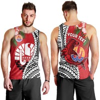 (Custom Personalised) Tahiti Islands Men Tank Top Polynesian Shark Mix Tropical Flowers LT14 - Polynesian Pride