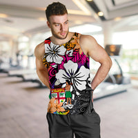 (Custom Text and Number) Fiji Tie Dye Men Tank Top Polynesian Tribal Creative Tropical Flowers LT13 - Polynesian Pride