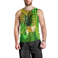 Hawaii Pineapple Men Tank Top Plumeria Frangipani Mix Tribal Pattern LT13 - Polynesian Pride