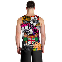 (Custom Text and Number) Fiji Tie Dye Men Tank Top Polynesian Tribal Creative Tropical Flowers LT13 - Polynesian Pride