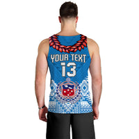 (Custom Personalise Text and Number) Toa Samoa Rugby Men Tank Top Manu Siva Tau Style Ulafala LT13 - Polynesian Pride