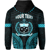 Custom Samoa Ula Nifo Tribal Hoodie Blue Style LT6 - Polynesian Pride