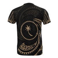Chuuk Micronesia All Over T Shirt Gold Tribal Wave - Polynesian Pride