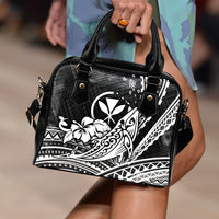 Hawaii Humpback Whale With Hibiscus Tribal White Shoulder Handbag - LT12 - Polynesian Pride