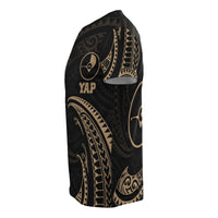 Yap Micronesia All Over T Shirt Gold Tribal Wave - Polynesian Pride