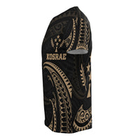 Kosrae Micronesia All Over T Shirt Gold Tribal Wave - Polynesian Pride