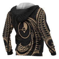 Yap Micronesia All Over Zip up Hoodie Gold Tribal Wave - Polynesian Pride