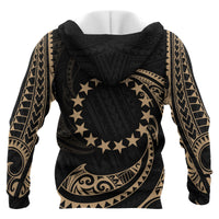 Cook Islands Polynesian Zip up Hoodie Gold Tribal Wave - Polynesian Pride