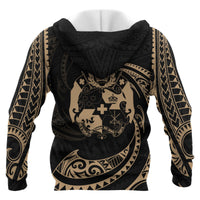 Tonga Polynesian ll Over Hoodie Gold Tribal Wave - Polynesian Pride