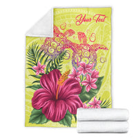 Personalized Hawaii Turtle Hibiscus Flower Polynesian Premium Blanket - Dulcie Style - AH - Polynesian Pride