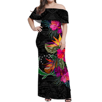 Pohnpei Polynesian Hibiscus Tribal Matching Dress and Hawaiian Shirt LT12 - Polynesian Pride