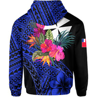 Wallis and Futuna Hoodie Hibiscus Blue No.1 Color LT6 - Polynesian Pride