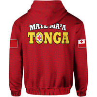 Mate Maa Tonga Rugby Hoodie Tongan Kupesi Red Style LT9 - Polynesian Pride