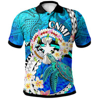 Northern Mariana Islands Polo Shirt CNMI Polynesian Culture with Turtle and Plumeria Polo Shirt LT10 Blue - Polynesian Pride
